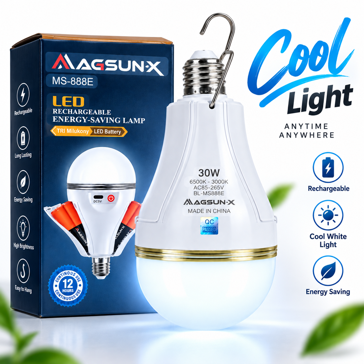 MAGSUN-X LED Rechargeable Energy-Saving Lamp AC/DC