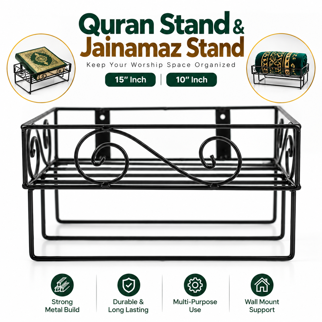 2-Shelf Quran Jaynamaz Stand