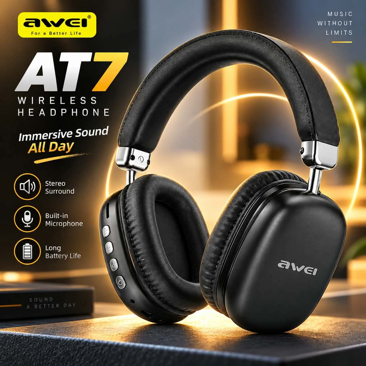 Awei AT7 Wireless Bluetooth 5.4 Headphone