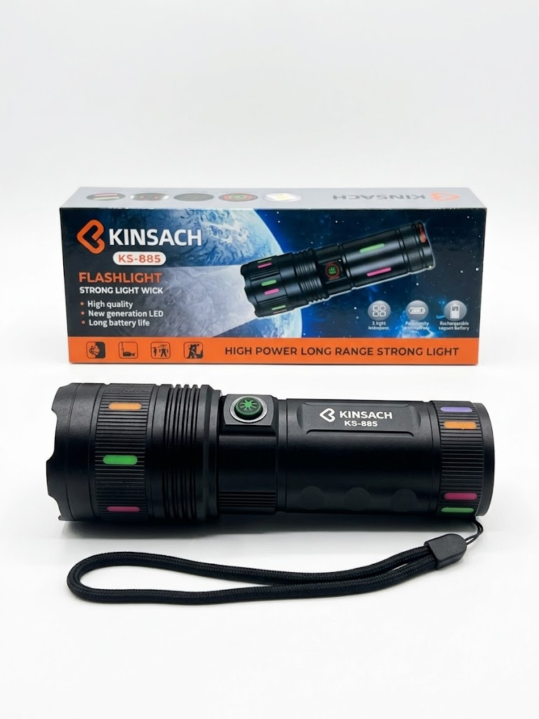 KINSACH KS-886 Flashlight | রিচার্জেবল হাই-পাওয়ার টর্চ লাইট
