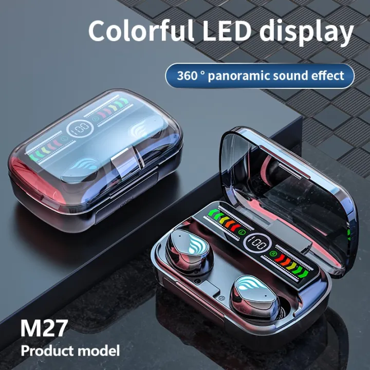 M27 TWS Wireless Bluetooth 5.3 Earbuds with 2000mAh Power Bank Case
