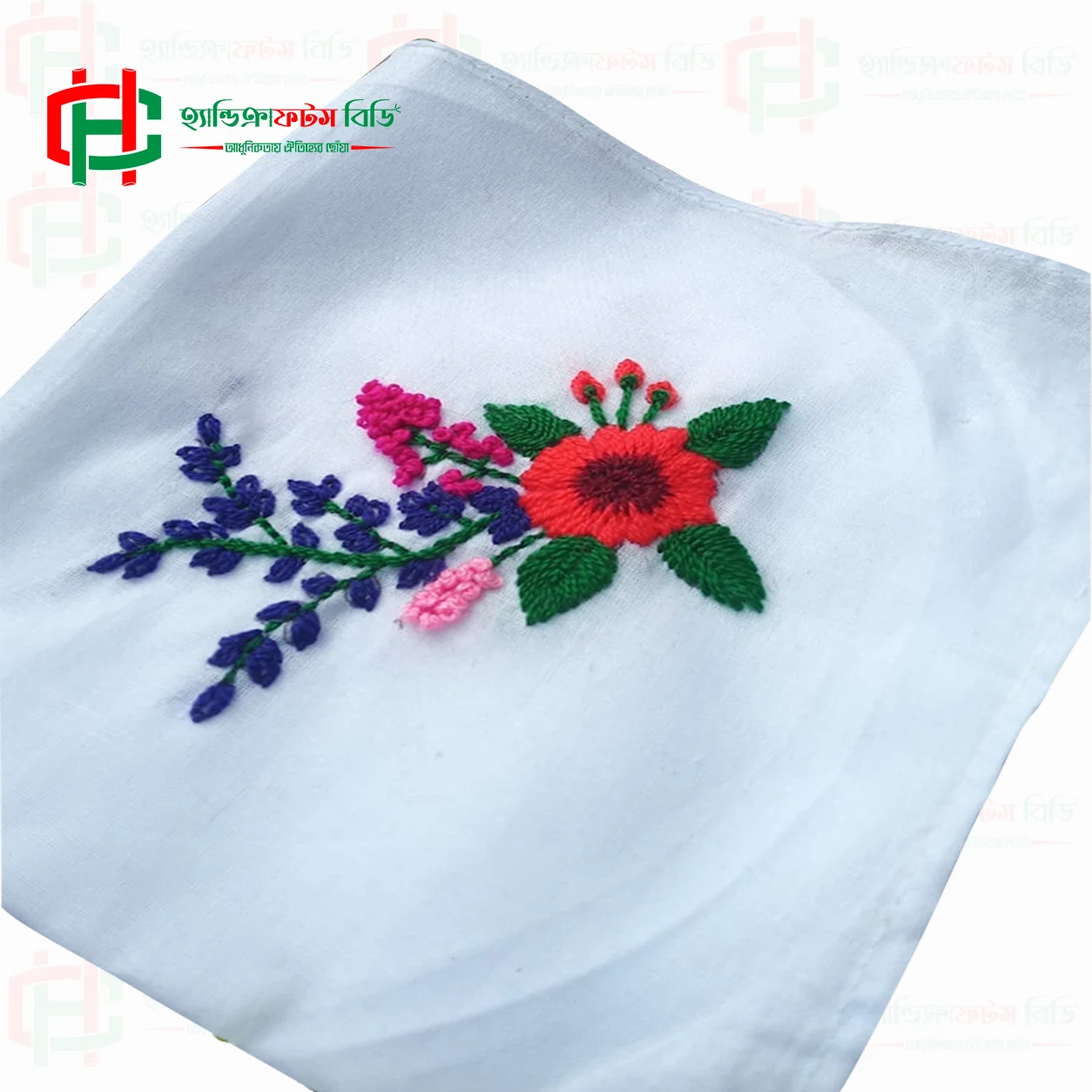 হাতে তৈরি সুতার কাজের হাত রুমাল – Thread Work Handkerchief